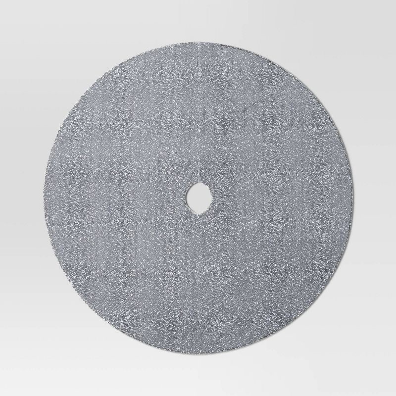 slide 3 of 4, 48" Sequined Fabric Christmas Tree Skirt Silver - Wondershop™, 1 ct