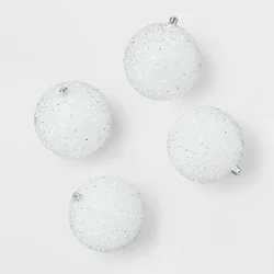 9pc Christmas Tinsel Ball Ornament Set White - Wondershop™