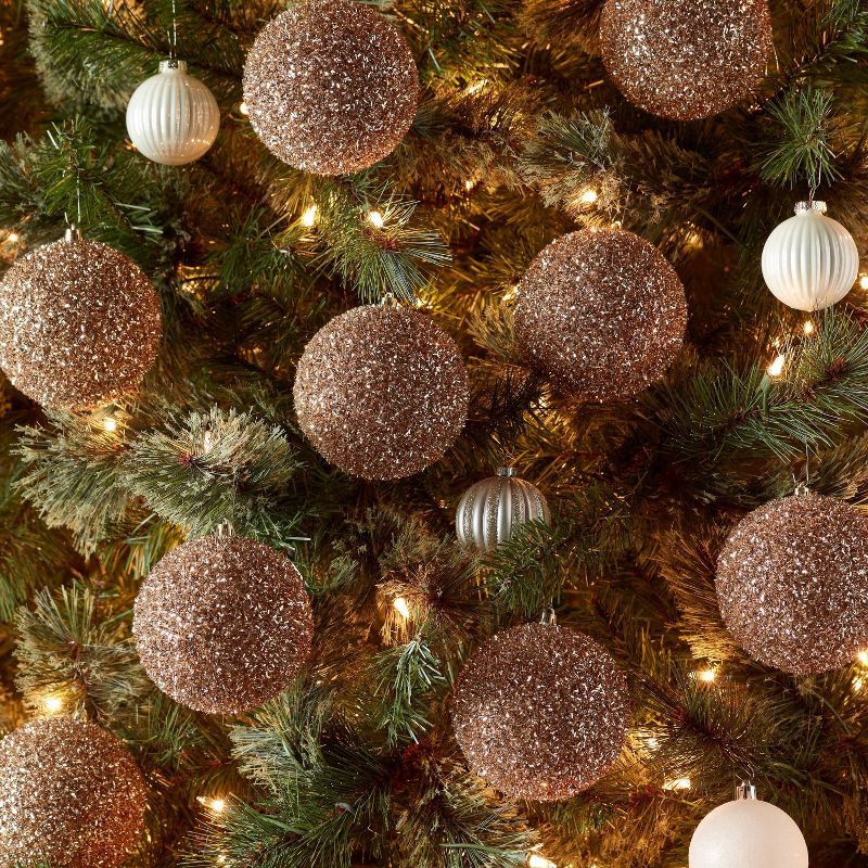 slide 2 of 3, 9pc Christmas Tinsel Ball Ornament Set Gold - Wondershop™, 9 ct
