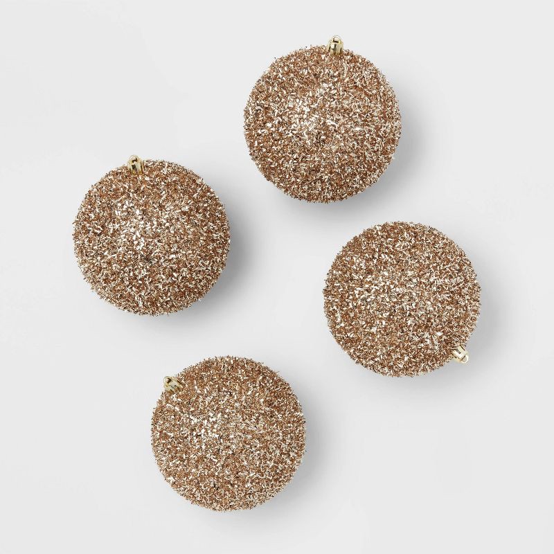 slide 1 of 3, 9pc Christmas Tinsel Ball Ornament Set Gold - Wondershop™, 9 ct