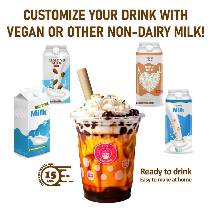 slide 4 of 7, O's Bubble Instant Marbling Boba Party Kit-Brown Sugar, Matcha, Taro 6P - 12.9oz, 12.9 oz