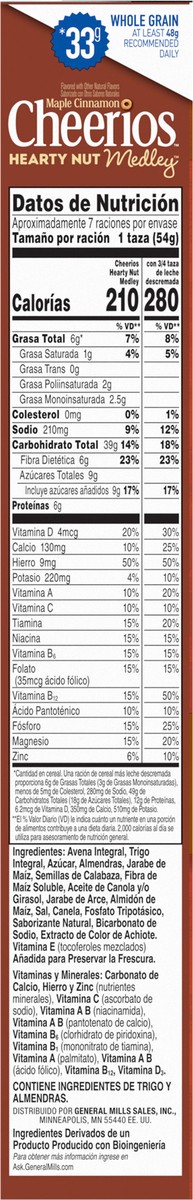slide 5 of 12, Cheerios Hearty Nut Medley Breakfast Cereal, Maple Cinnamon, Made with Whole Grain, Large Size, 14.7 oz, 14.7 oz