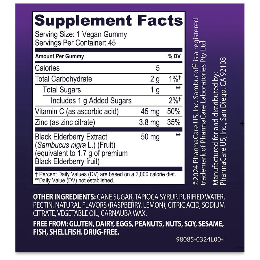 slide 5 of 5, Sambucol Immune Gummies Advanced Black Elderberry 45 Gummies, 45 ct