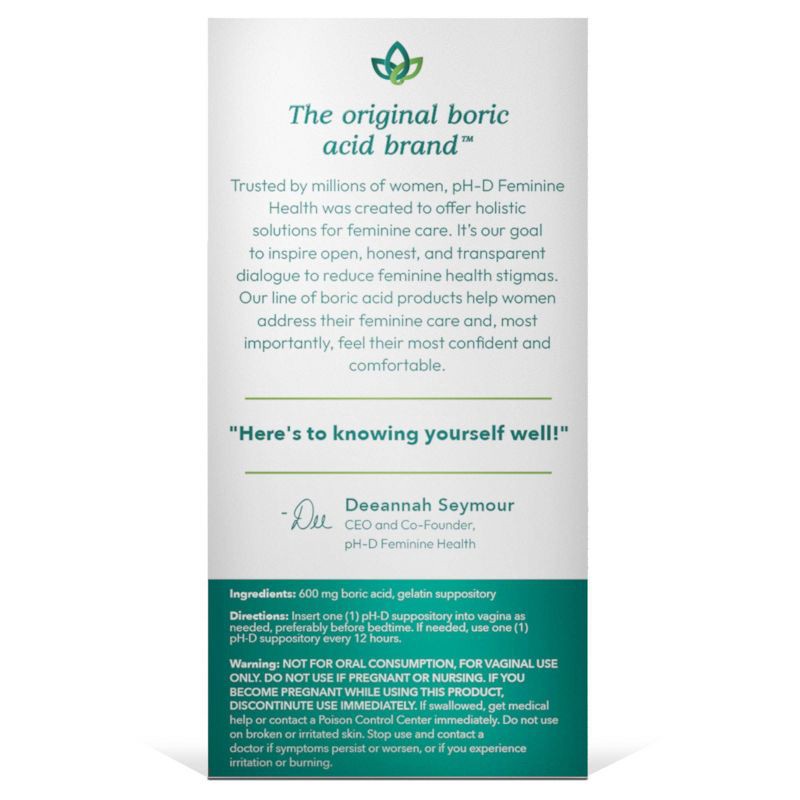 slide 3 of 8, pH-D Feminine Health Boric Acid Vaginal Suppositories - 36ct, 36 ct