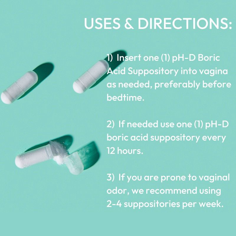 slide 8 of 8, pH-D Feminine Health Boric Acid Vaginal Suppositories - 36ct, 36 ct