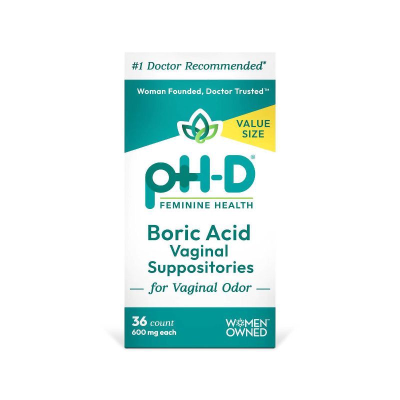 slide 1 of 8, pH-D Feminine Health Boric Acid Vaginal Suppositories - 36ct, 36 ct