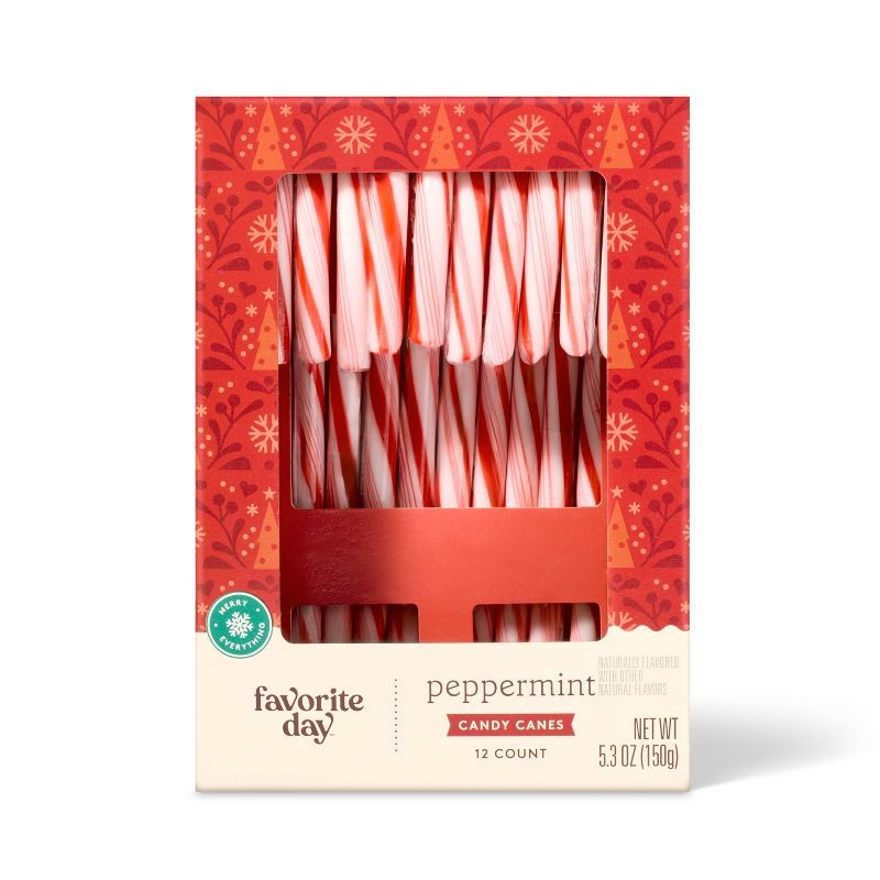 slide 1 of 3, Christmas Peppermint Red & White Candy Canes - 5.3oz/12ct - Favorite Day™, 5.3 oz, 12 ct