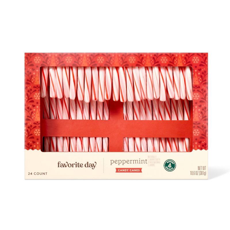 slide 1 of 3, Christmas Peppermint Red & White Candy Canes - 10.6oz/24ct - Favorite Day™, 10.6 oz, 24 ct