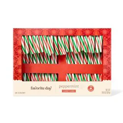 Christmas Peppermint Green & Red Stripe Candy Canes - 10.6oz/24ct - Favorite Day™