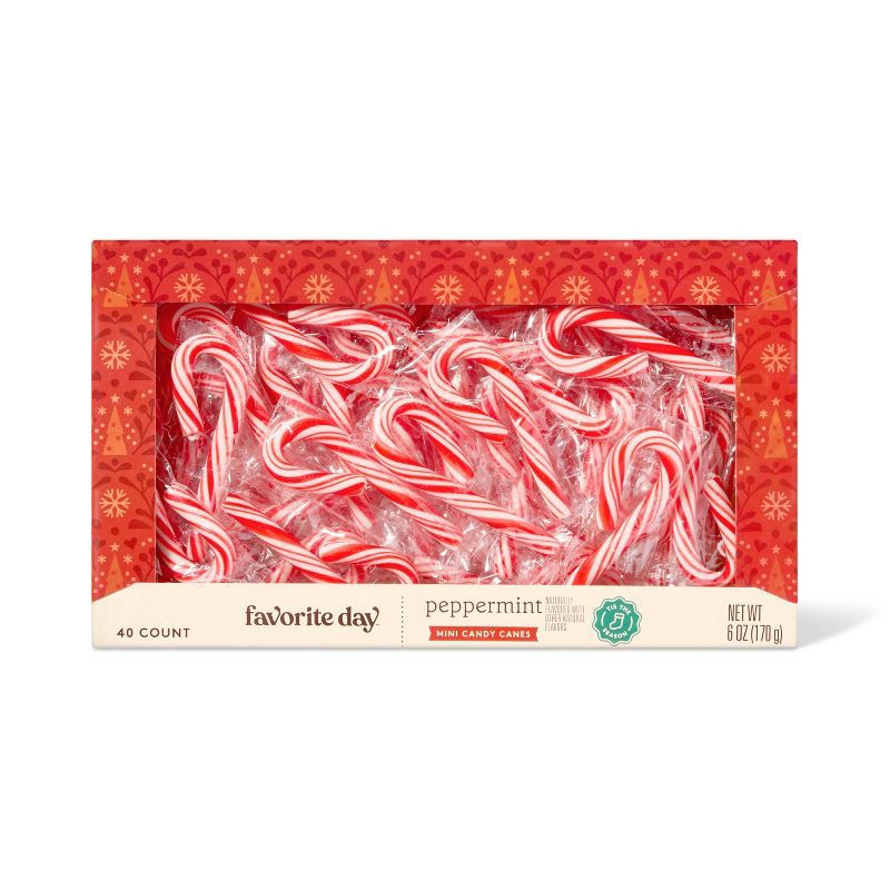 slide 1 of 3, Christmas Peppermint Red & White Mini Candy Canes - 6oz/40ct - Favorite Day™, 6 oz, 40 ct