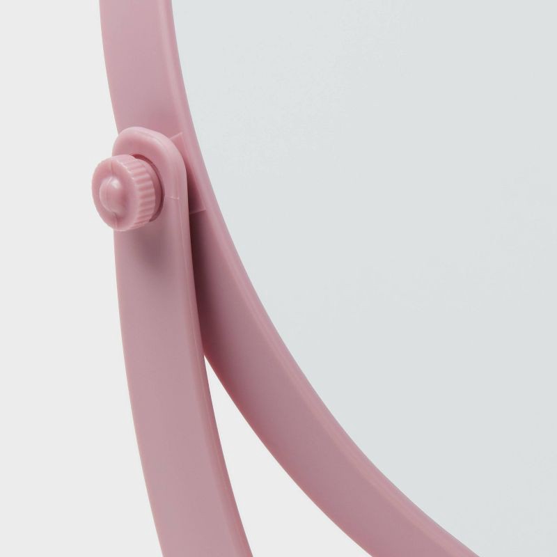 slide 3 of 3, Plastic Vanity Mirror Pink - Room Essentials™: Freestanding, Magnifying, Polypropylene Frame, No Assembly Required, 1 ct