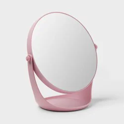 Plastic Vanity Mirror Pink - Room Essentials™: Freestanding, Magnifying, Polypropylene Frame, No Assembly Required