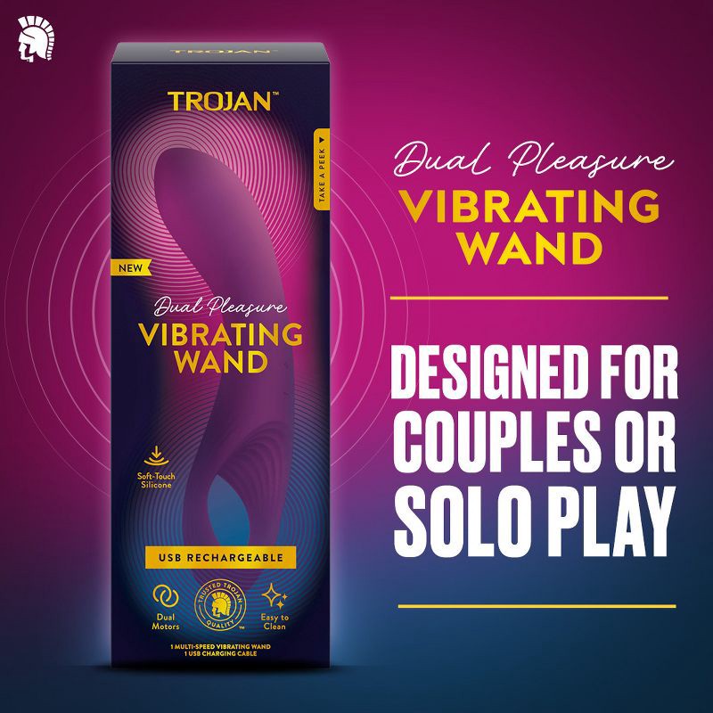 slide 3 of 8, Trojan Vibrating Wand for Couples, 1 ct