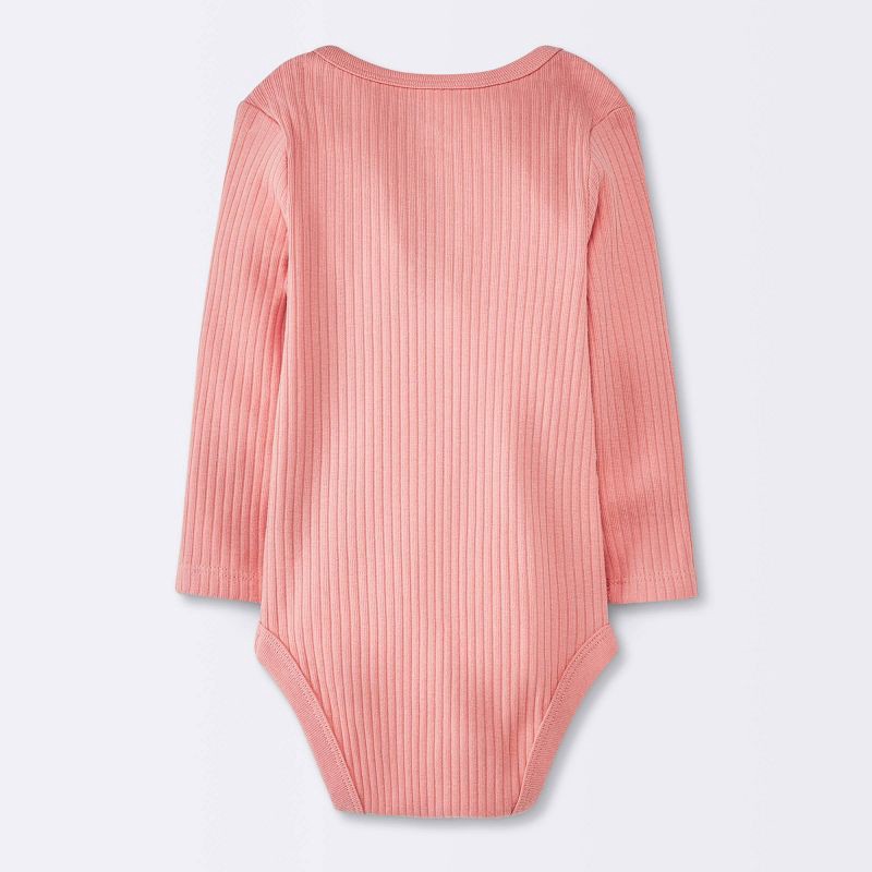 slide 2 of 4, Baby Girls' 3pk Long Sleeve Bodysuit - Cloud Island™ Pink 3-6M: Cotton, Midweight, Crotch Snap, 3 ct