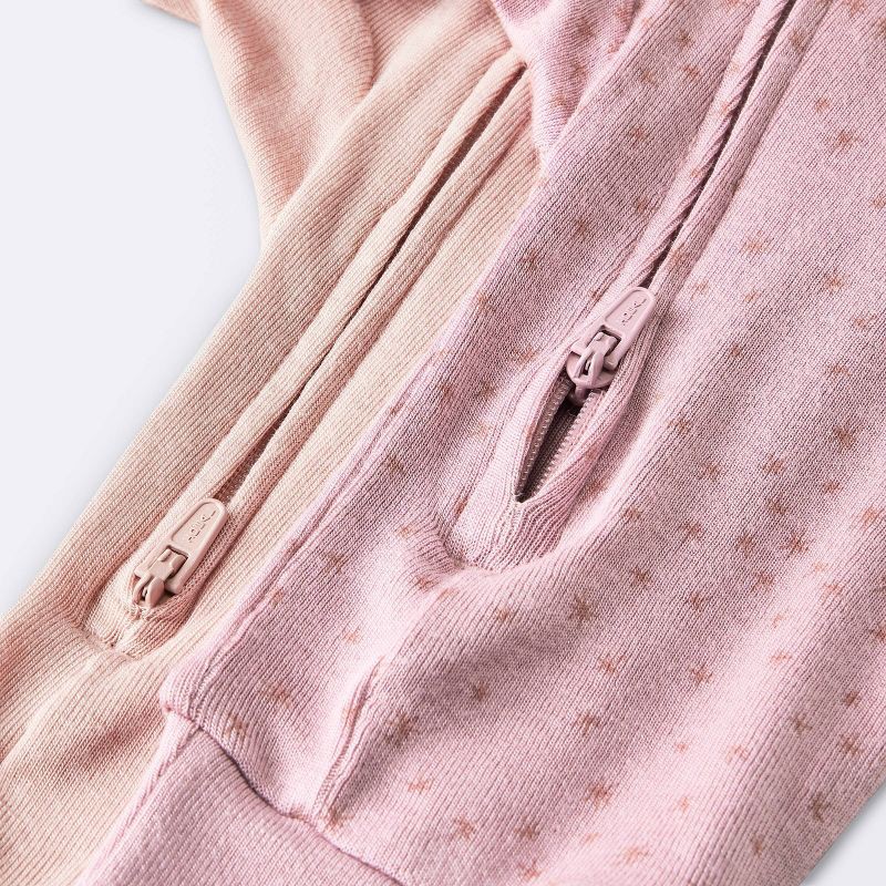slide 4 of 4, Baby Girls' 2pk Stars So Very Soft Modal Blend Romper - Cloud Island™ Dark Pink Newborn: Footless Pajamas, 2 ct