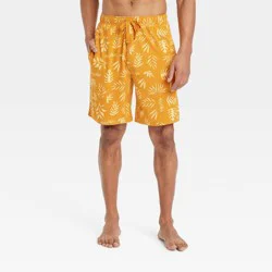 Men's 9" Leaf Print Knit Pajama Shorts - Goodfellow & Co™ Orange L