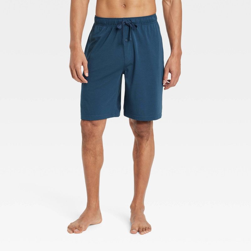 slide 1 of 2, Men's 9" Knit Pajama Shorts - Goodfellow & Co™ Banner Blue S: Midweight, Elastic Waist, Side Pockets, 1 ct