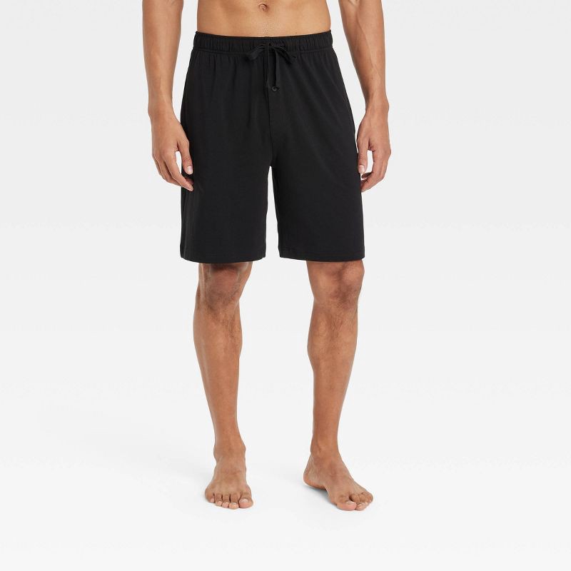slide 1 of 2, Men's 9" Knit Pajama Shorts - Goodfellow & Co™ Black M: Cotton-Modal Blend, Elastic Waistband, 1 ct