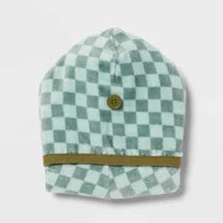 Kids' Hair Towel Green Checkered - Pillowfort™: Extra Lightweight Cotton Terry, Machine Washable, 9"x23"