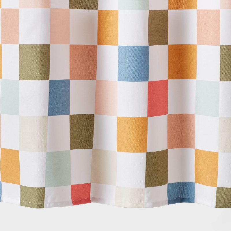 slide 4 of 4, Kids' Shower Curtain Checkered - Pillowfort™: Abstract Pattern, Machine Washable, OEKO-TEX Certified, 1 ct