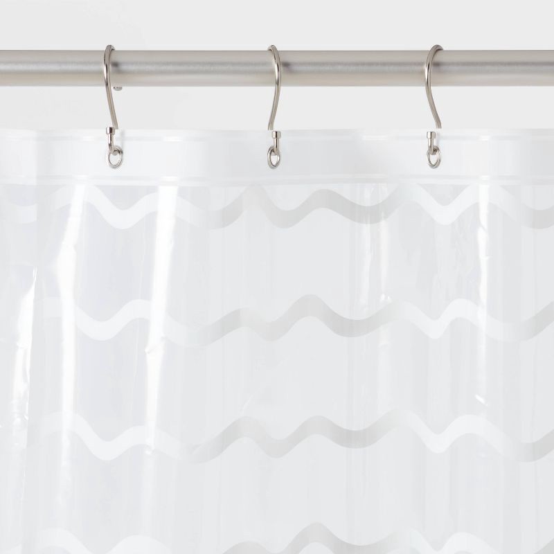 slide 3 of 4, Kids' Wave Printed Shower Liner Clear - Pillowfort™, 1 ct