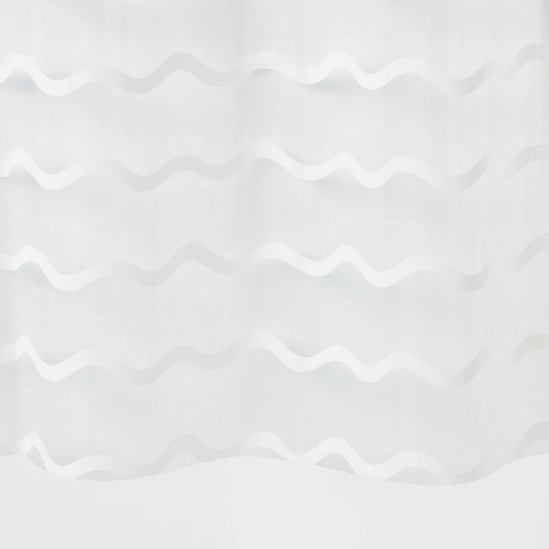 slide 4 of 4, Kids' Wave Printed Shower Liner Clear - Pillowfort™, 1 ct