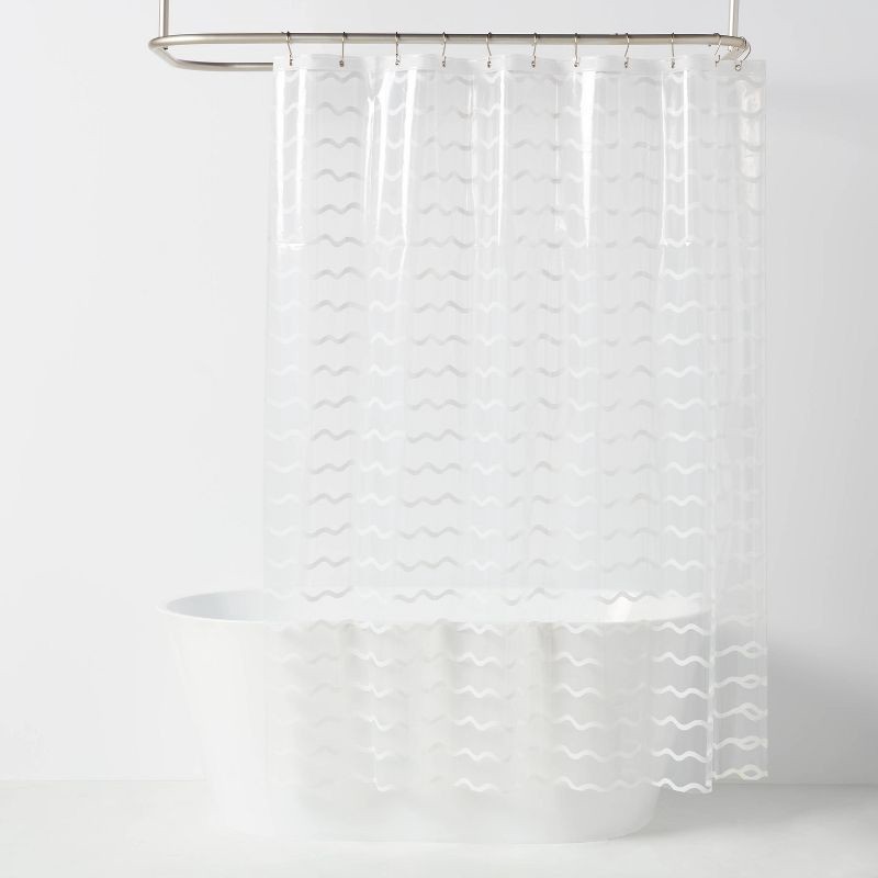 slide 1 of 4, Kids' Wave Printed Shower Liner Clear - Pillowfort™, 1 ct