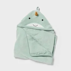 Kids' Narwhal Hooded Towel - Pillowfort™: Ocean Spray Green, Heavyweight Cotton, Terry, OEKO-TEX Certified