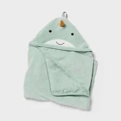 Kids' Narwhal Hooded Towel - Pillowfort™: Ocean Spray Green, Heavyweight Cotton, Terry, OEKO-TEX Certified