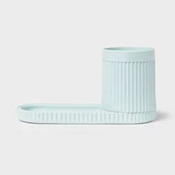 Kids' Fluted Cup with Tray Toothbrush Holder Teal - Pillowfort™: Kids Bathroom Accessories, Pillowfort Bath Decor