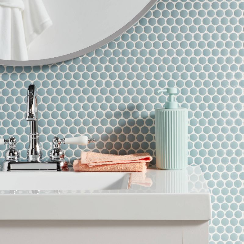 slide 2 of 3, Fluted Kids' Soap Dispenser Teal - Pillowfort™: Plastic Hand Soap Pump for Bathroom, 450ml Capacity, 450 ml