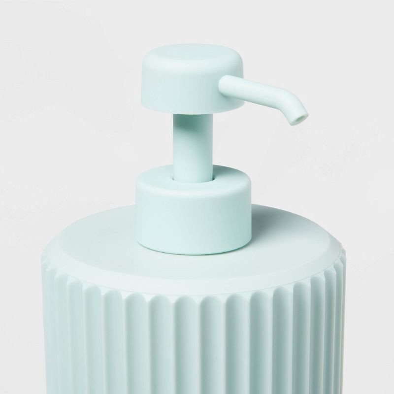 slide 3 of 3, Fluted Kids' Soap Dispenser Teal - Pillowfort™: Plastic Hand Soap Pump for Bathroom, 450ml Capacity, 450 ml