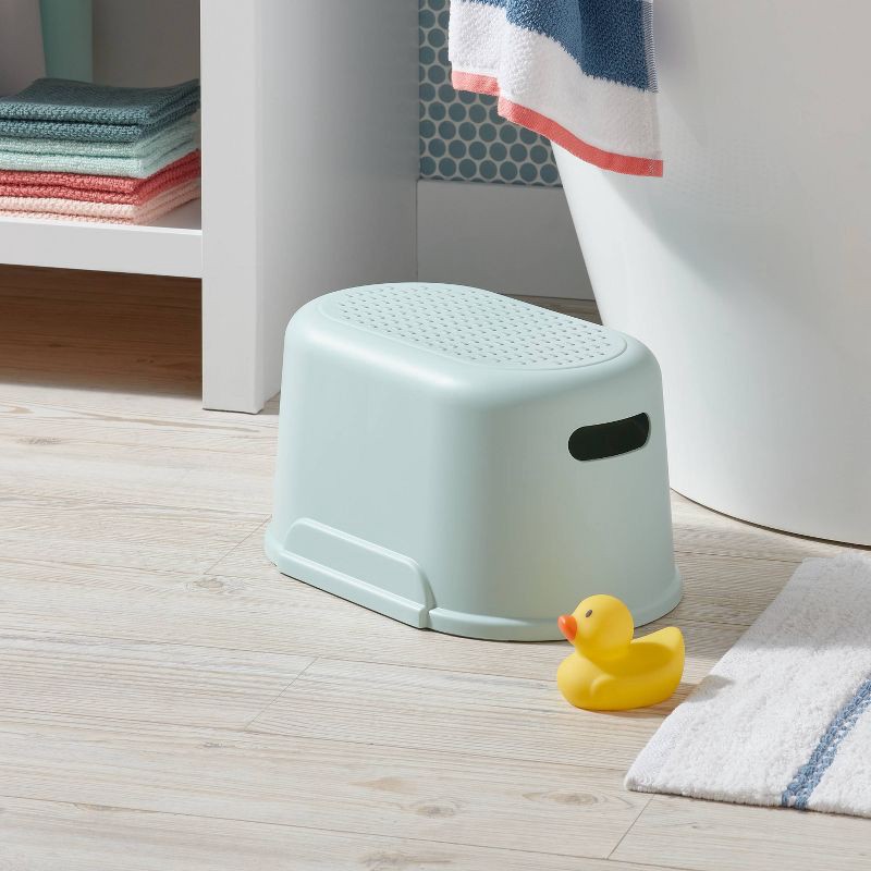 slide 2 of 3, Kids' Single Step Stool Teal - Pillowfort™: Toddler Bathroom Stepping Stool, 150lb Capacity, No Assembly Required, 150 lb