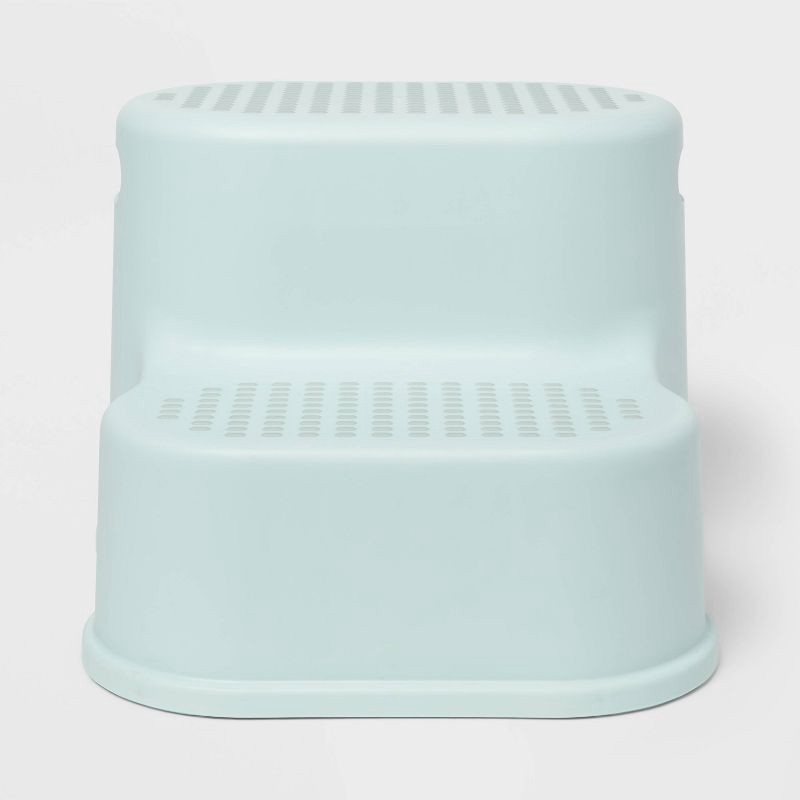 slide 1 of 3, Kids' Double Step Stool Green - Pillowfort™: Toddler Bathroom Stepstool, 2 Rungs, 150 lb Capacity, No Assembly, 150 lb