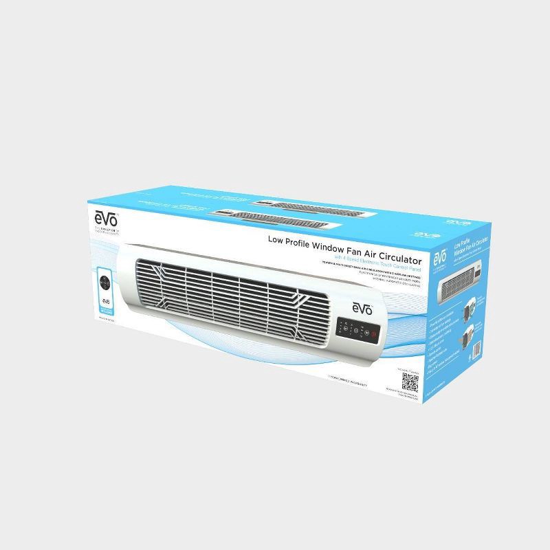 slide 6 of 6, EVO Evolution Of Indoor Air Quality EVO Low Profile Oscillating Window Fan Air Circulator: Portable, Quiet, 4 Speeds, Remote, ETL Listed, 200-500 sq. ft., 1 ct