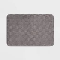 20"x30" Everyday Checked Cushion Bath Mat Gray - Room Essentials™: Microfiber, Non-Slip, Machine Washable