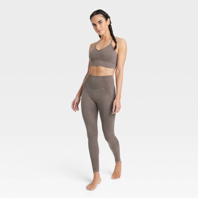 Women's Seamless High-Rise 7/8 Leggings - JoyLab™ Taupe M 1 ct