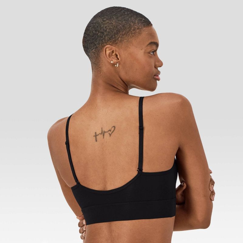 slide 2 of 8, Hanes Originals Women's SuperSoft Longline Triangle Bra MHOT10 - Black M: Adjustable Strap, Unlined Cup, 1 ct