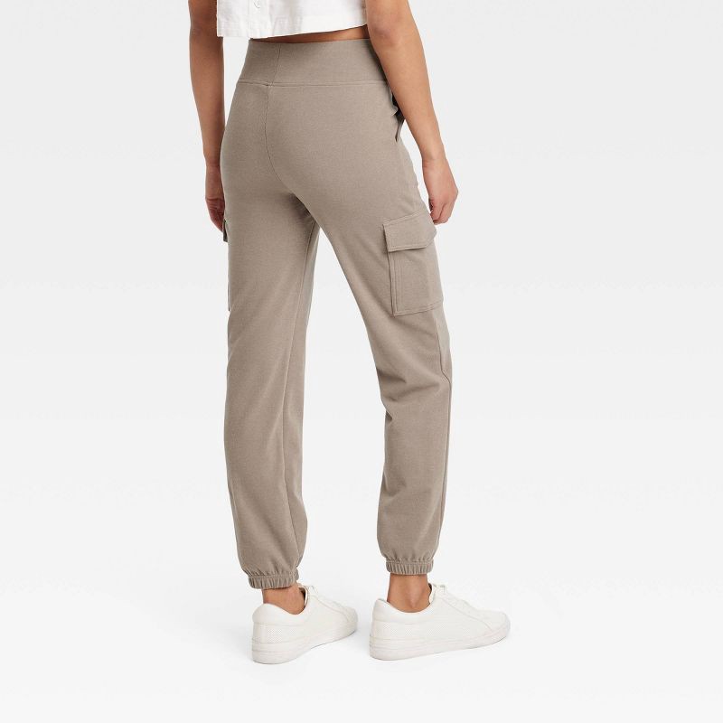 slide 2 of 3, Women's Relaxed Fit Super Soft Cargo Joggers - A New Day™ Brown M: Mid Rise, Ankle Length, Pull-On Style, 1 ct