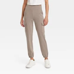 Women's Relaxed Fit Super Soft Cargo Joggers - A New Day™ Brown M: Mid Rise, Ankle Length, Pull-On Style