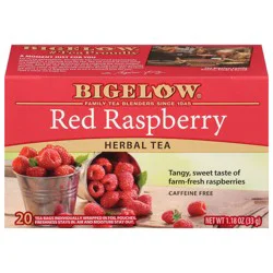 Bigelow Red Raspberry, Caffeine Free Herbal Tea, Tea bags, 20 TB, 20 individually wrapped tea bags