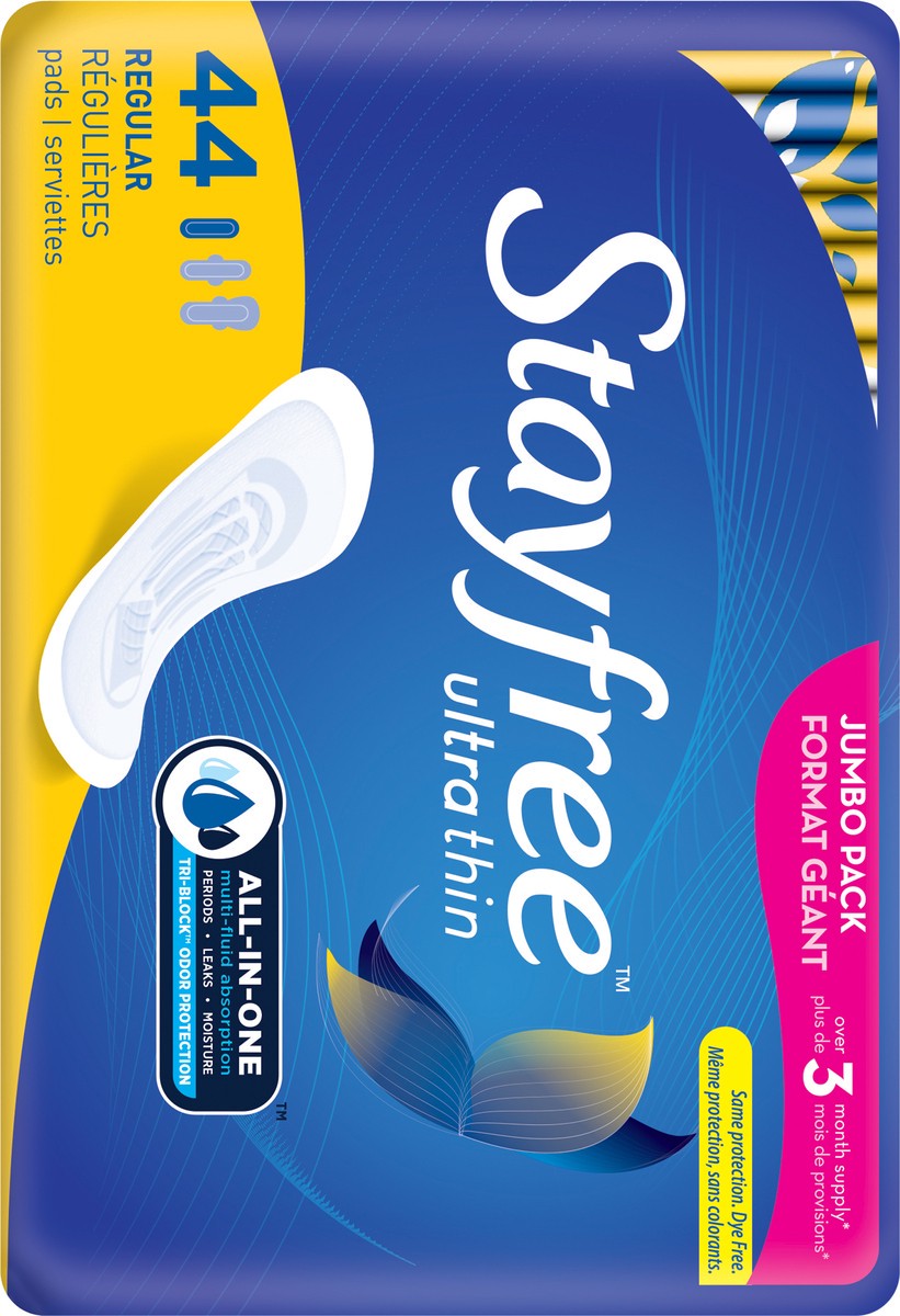 slide 7 of 11, STAYFREE Ultra Thin Pads Regular 44Ct, 44 ct