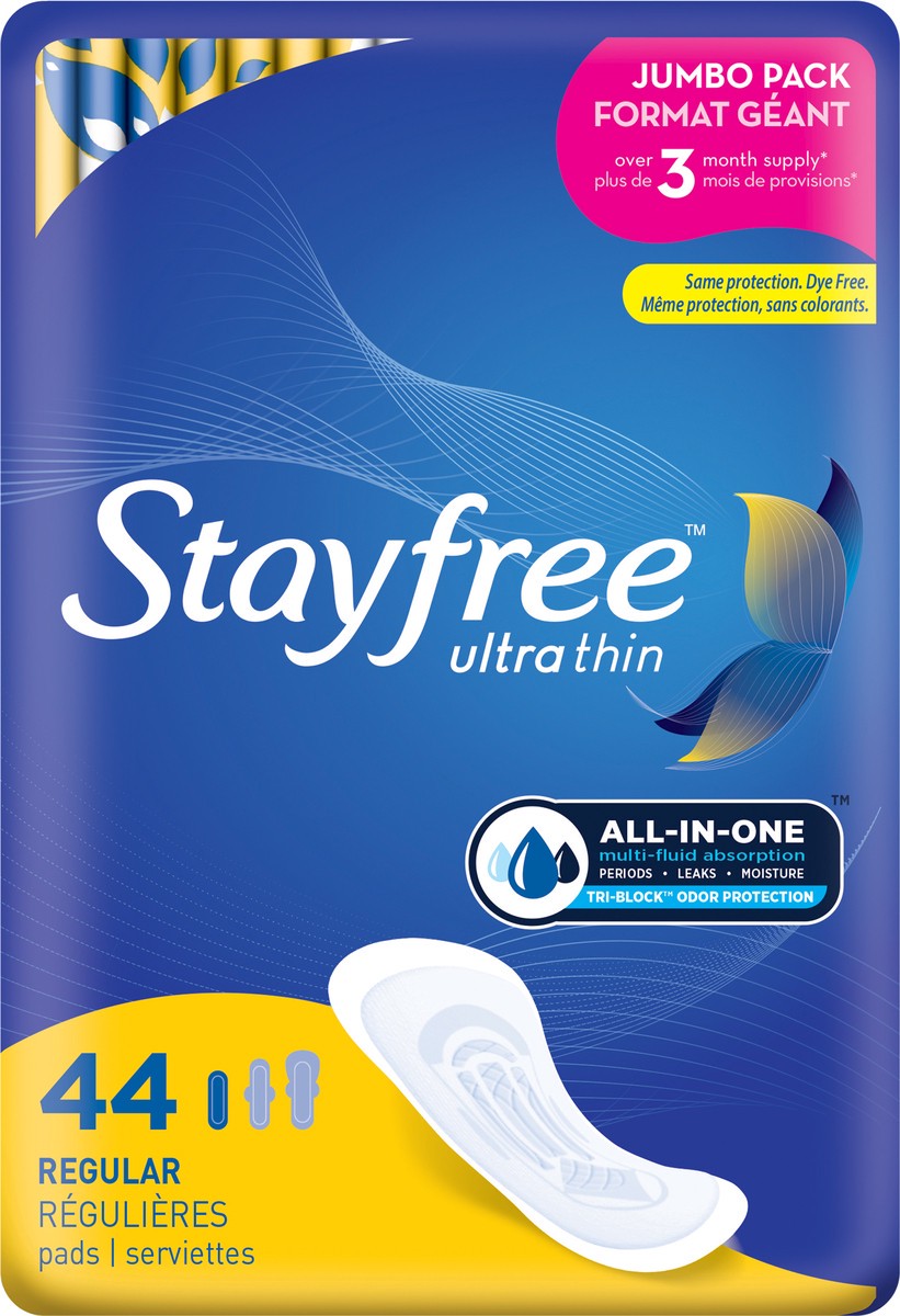 slide 10 of 11, STAYFREE Ultra Thin Pads Regular 44Ct, 44 ct