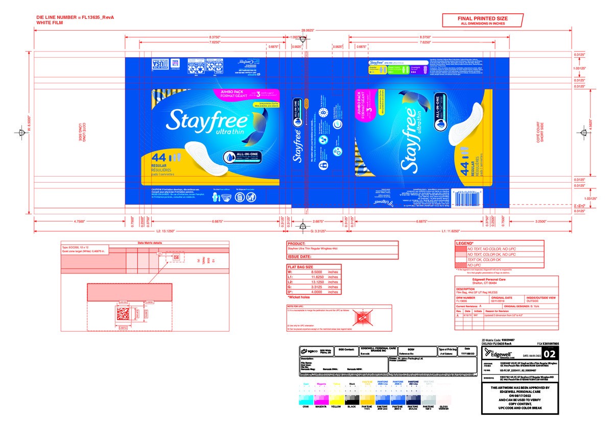 slide 5 of 11, STAYFREE Ultra Thin Pads Regular 44Ct, 44 ct