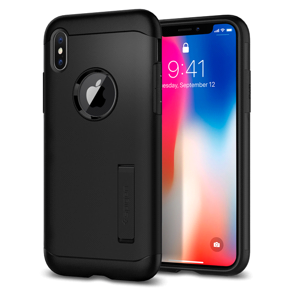 slide 1 of 1, Spigen iPhone X Case Slim Armor- Black, 1 ct