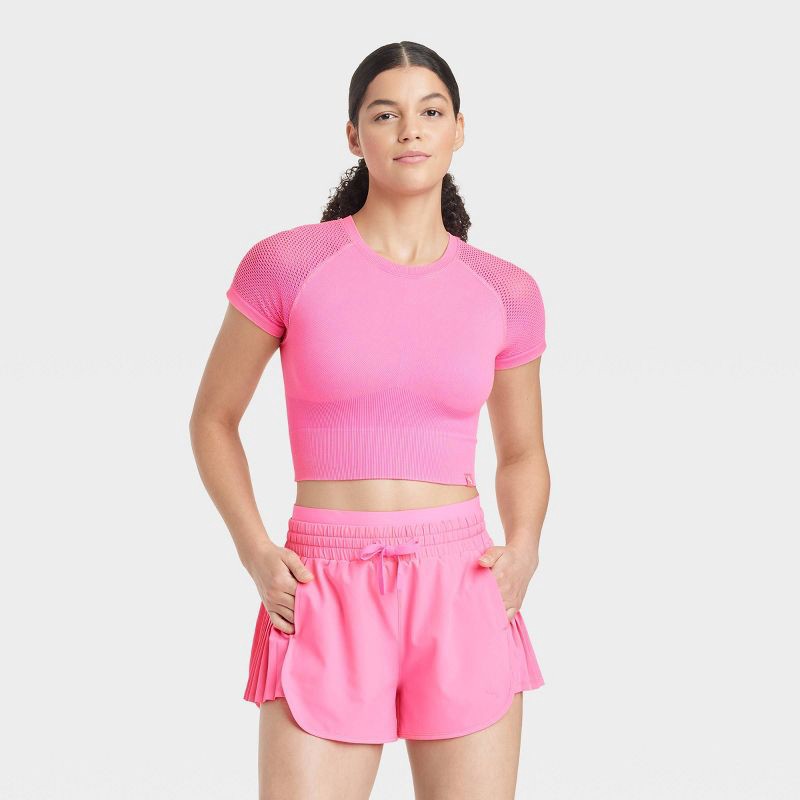 Women's Seamless Short Sleeve Crop Top Shirt