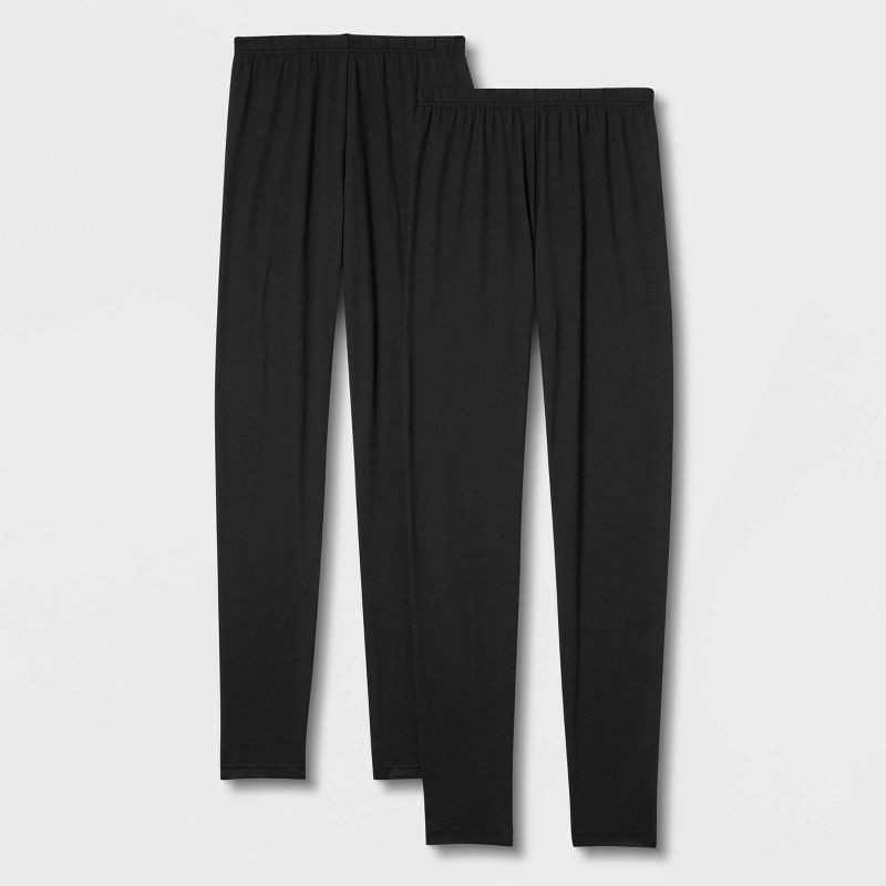 slide 3 of 3, Women's 2pk Super Soft Leggings - A New Day™ Black M: Mid Rise, Ankle Length, Power Stretch, Full Waistband Elastic, 2 ct