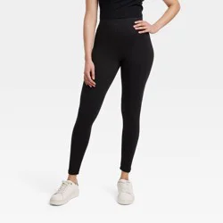 Women's 2pk Super Soft Leggings - A New Day™ Black XL: Mid Rise, Ankle Length, Power Stretch, Full Waistband Elastic