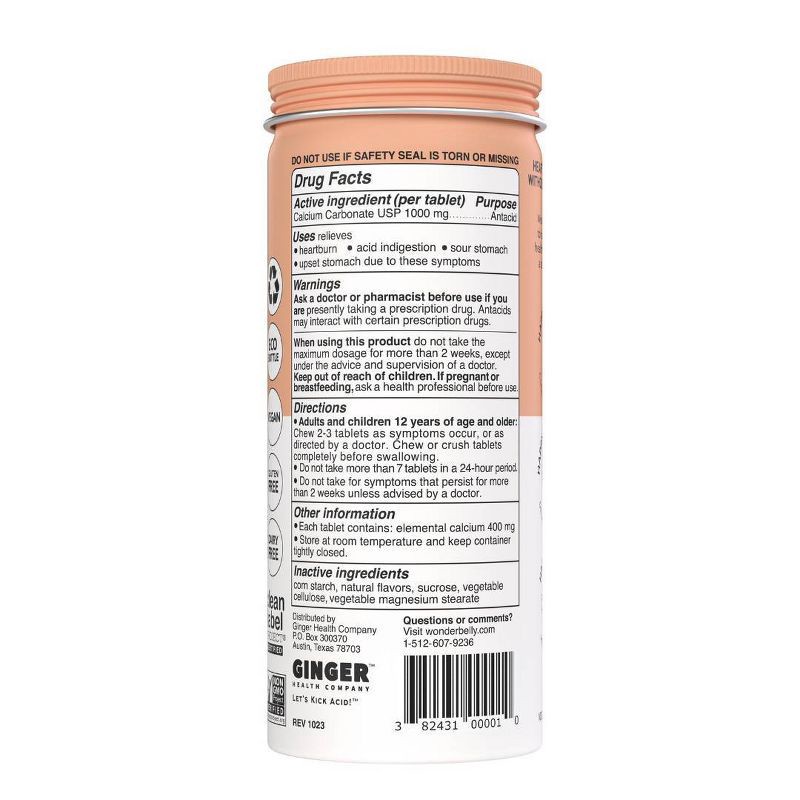 slide 6 of 9, Wonderbelly 1000mg Tropical Fruit Antacid - 60ct, 60 ct; 1000 mg