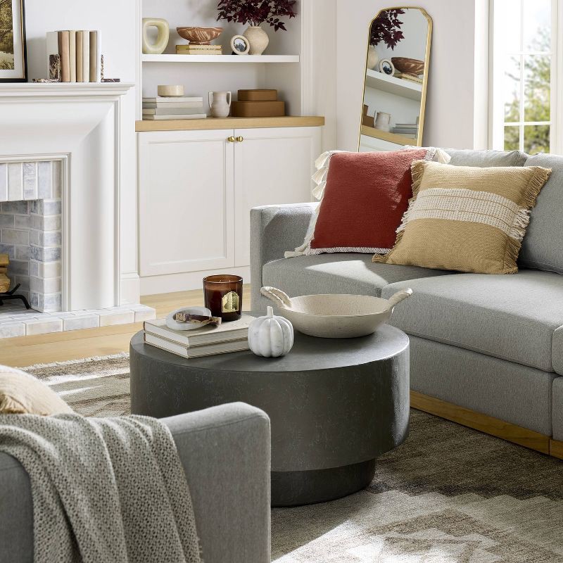 slide 2 of 5, Threshold designed w/Studio McGee Woven Striped Square Throw Pillow Neutral/Cream: Fringed Trim, Cotton, Indoor - Threshold™ designed with Studio McGee, 1 ct